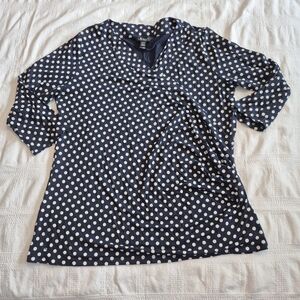 Lauren Ralph Lauren women's XL Black Label Polka-Dot Surplice Jersey shirt EUC